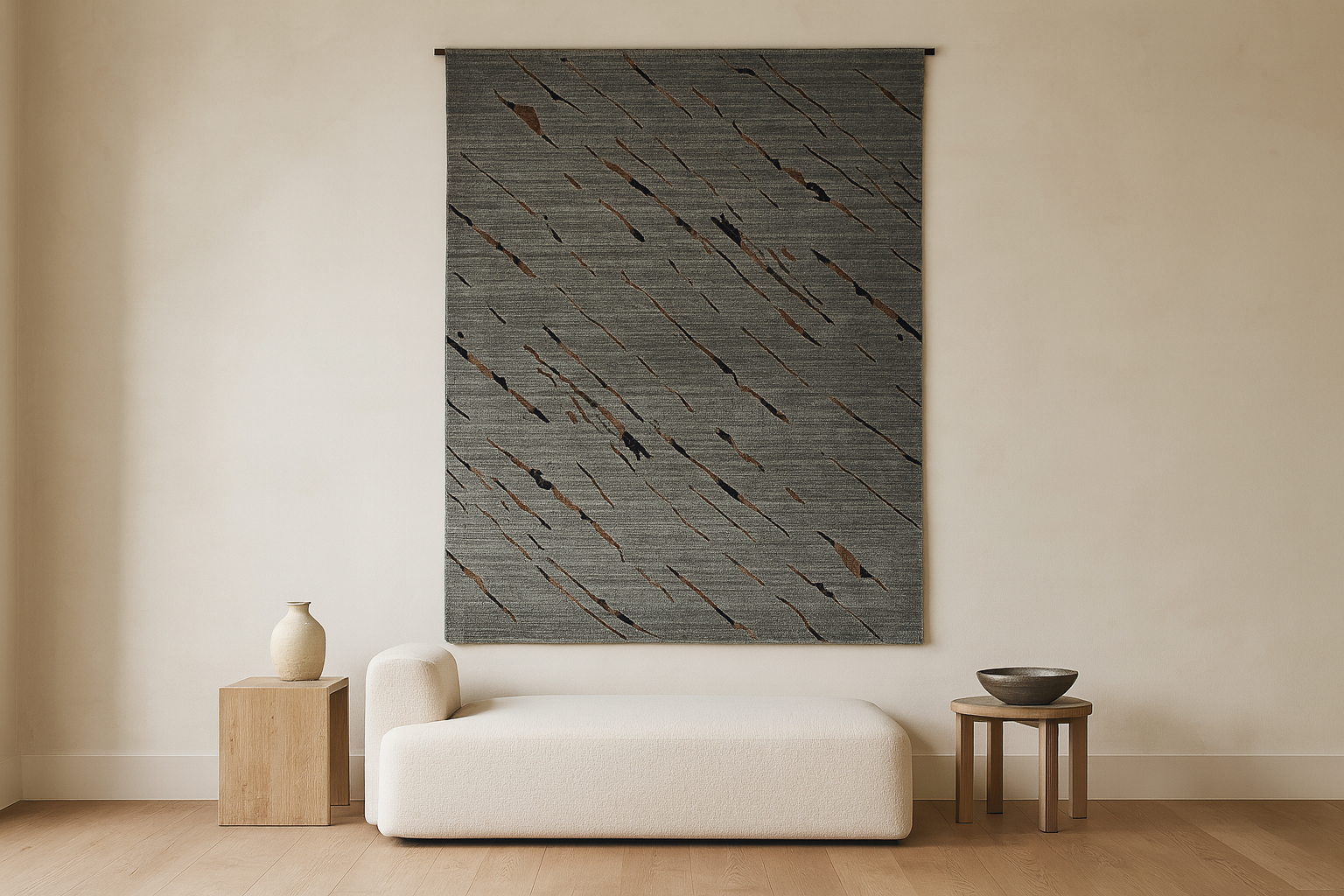 Abstract Gray Wool and Viscose Carpet