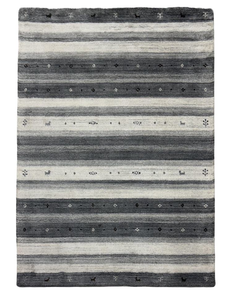 Stripe Gray Carpet - Wool & Viscose Elegance