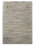 Elegant transitional carpet with a subtle striped pattern in sand color, made of wool and cotton.