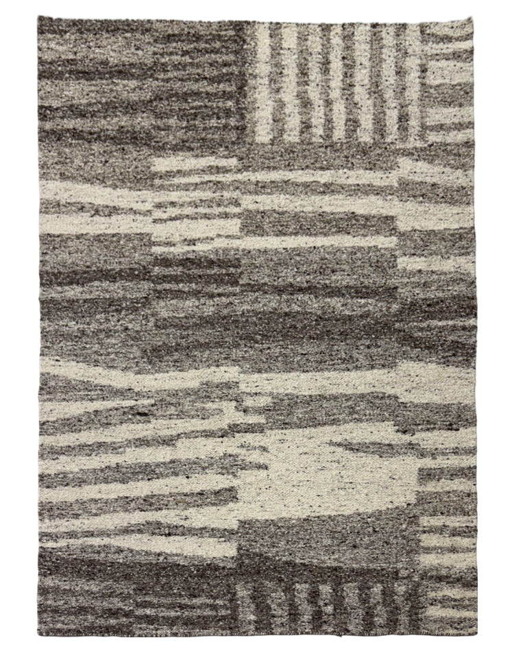 Geometric Brown Hand Carded Wool Carpet