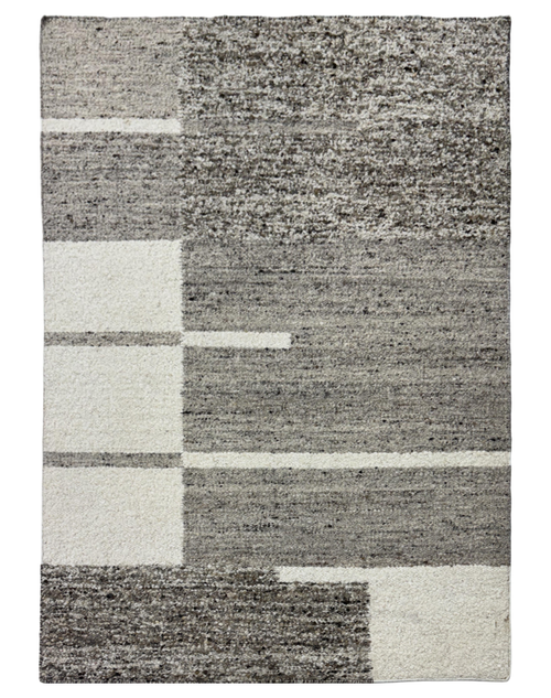 Geometric Carpet in Cream and Brown Wool