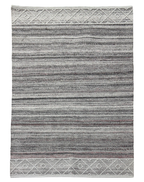 Stripe Carpet in Gray Wool Blend - Flat Weave Elegance
