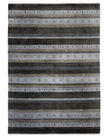Modern gray striped carpet made from wool and viscose, perfect for elegant interiors.
