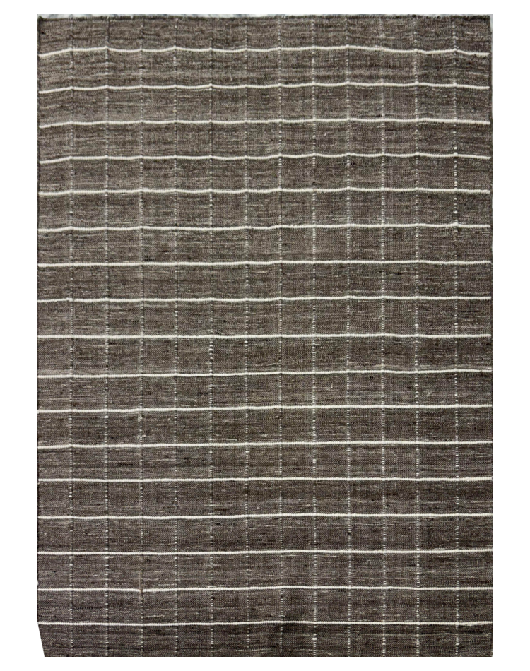 Checker Pattern Brown Flat Weave Carpet