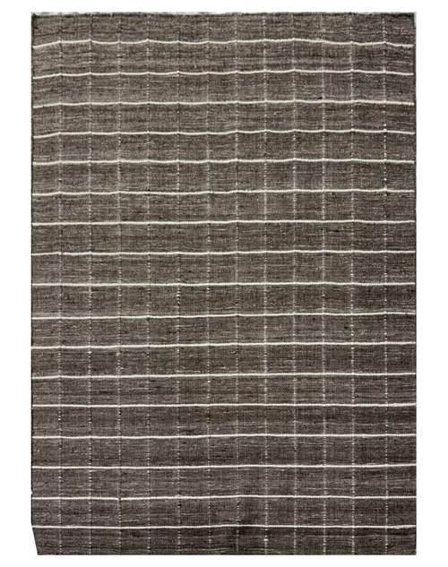Checker Pattern Brown Flat Weave Carpet