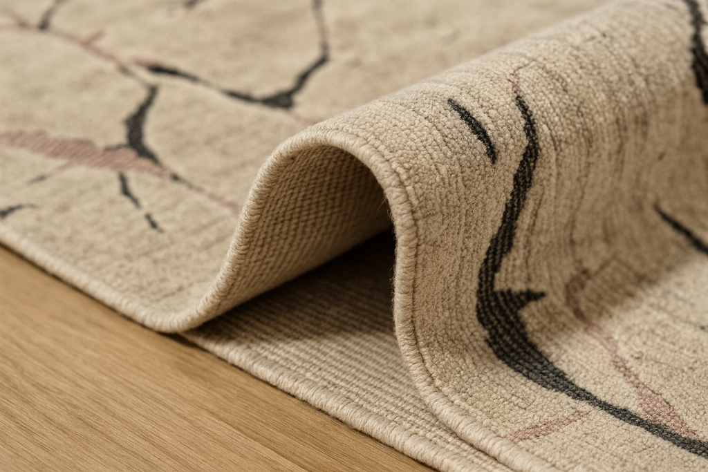 Abstract Gray Hand Loom Carpet in Viscose Blend