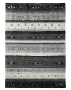 Stripe Gray Carpet in Natural Wool and Viscose