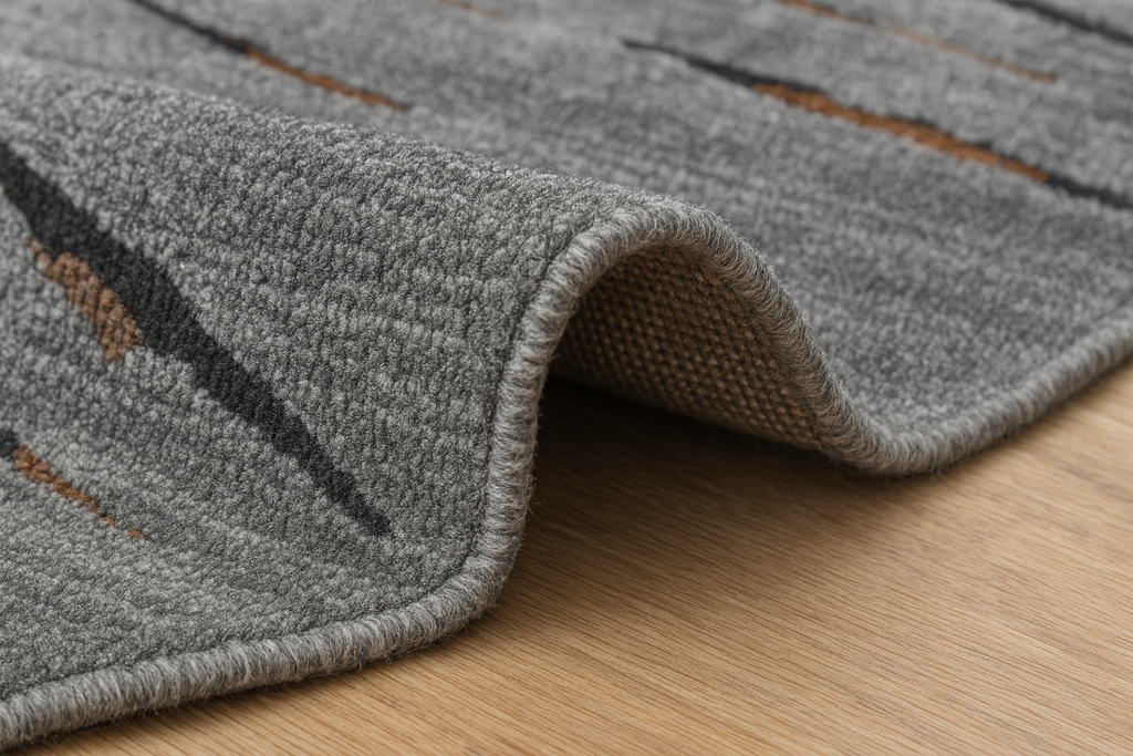 Abstract Gray Wool and Viscose Carpet