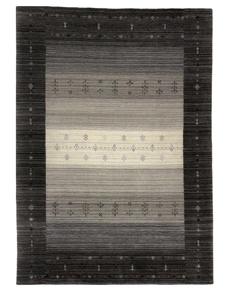 A luxury loom knotted carpet in transitional style with a textured solid pattern in gray hues, perfect for elegant interiors.