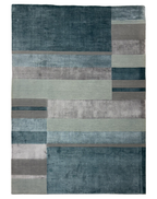 Geometric Blue Carpet in Viscose and Cotton Blend