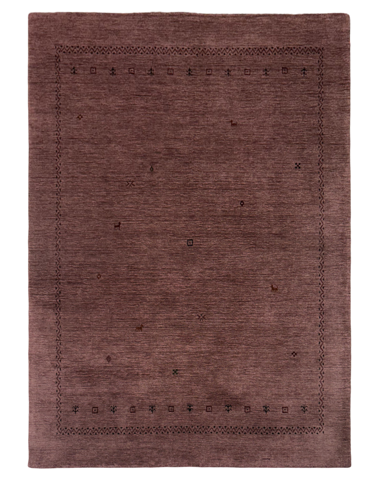 A luxurious transitional blush carpet featuring a subtle border design, perfect for modern and classic interiors.