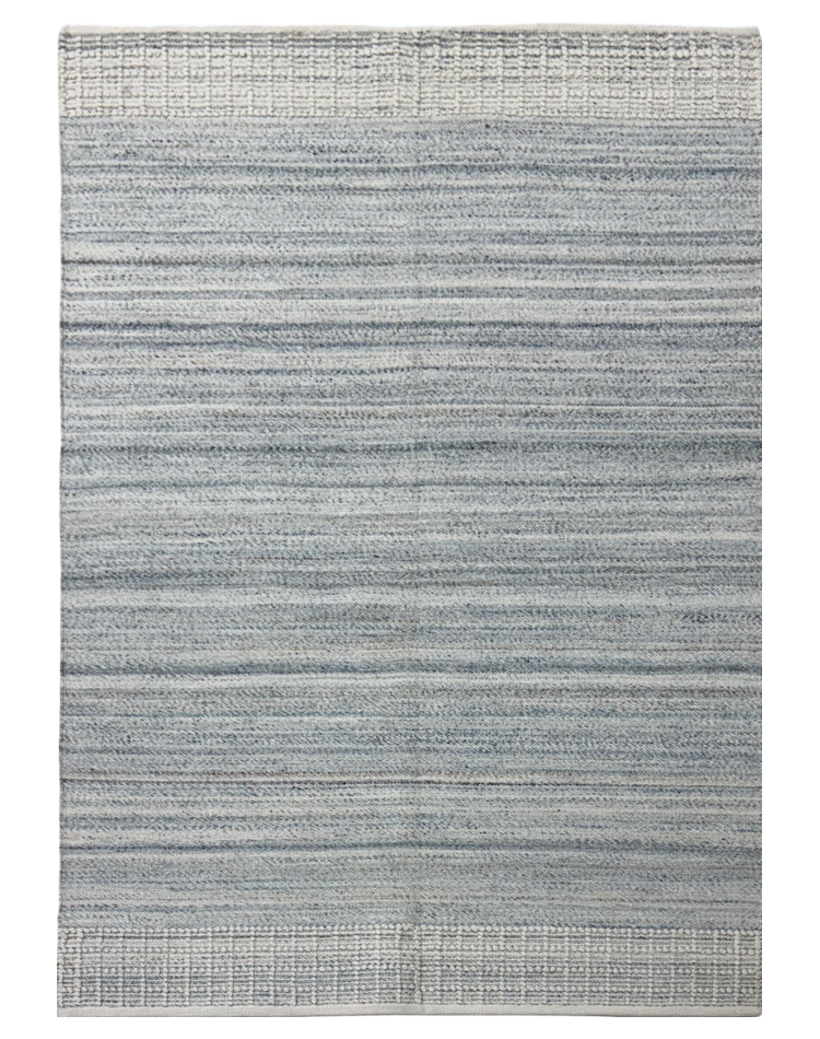 Stripe Carpet in Blue Wool - 5'5x8 ft