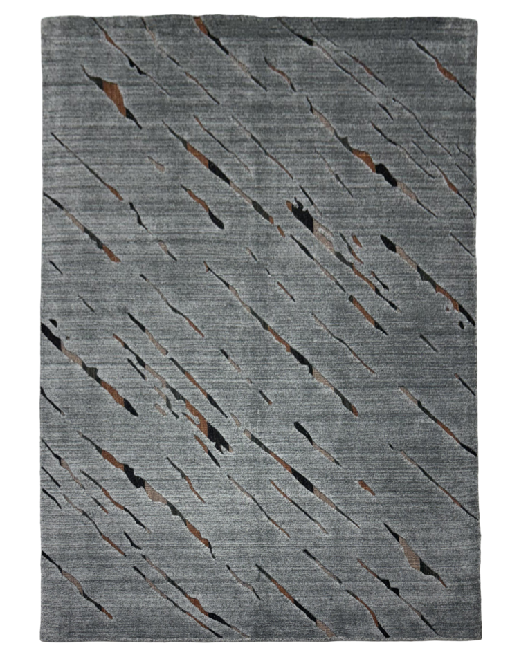 Abstract Gray Wool and Viscose Carpet