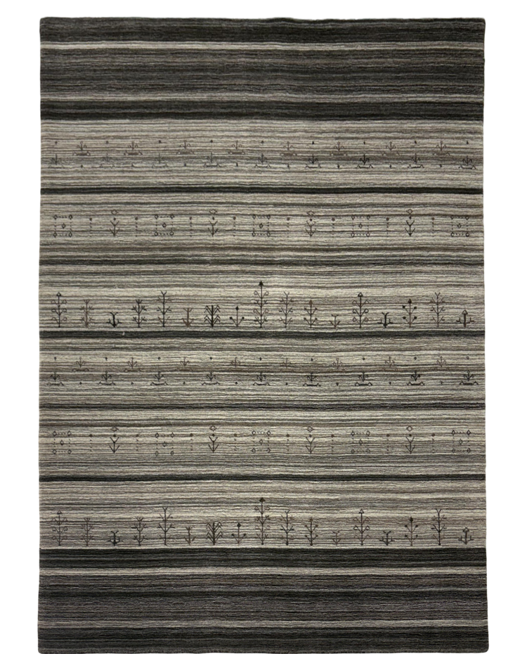 Stripe Carpet in Brown Wool and Viscose