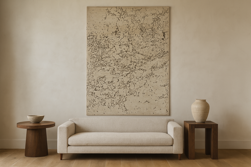 Abstract Gray Wool and Viscose Carpet