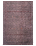 Mocha wool and viscose transitional carpet with diamond lattice pattern, featuring terracotta and sand accents.