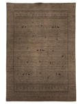Transitional carpet featuring a border pattern in warm chocolate brown, crafted from 100% wool, measuring 5'5x8 ft.