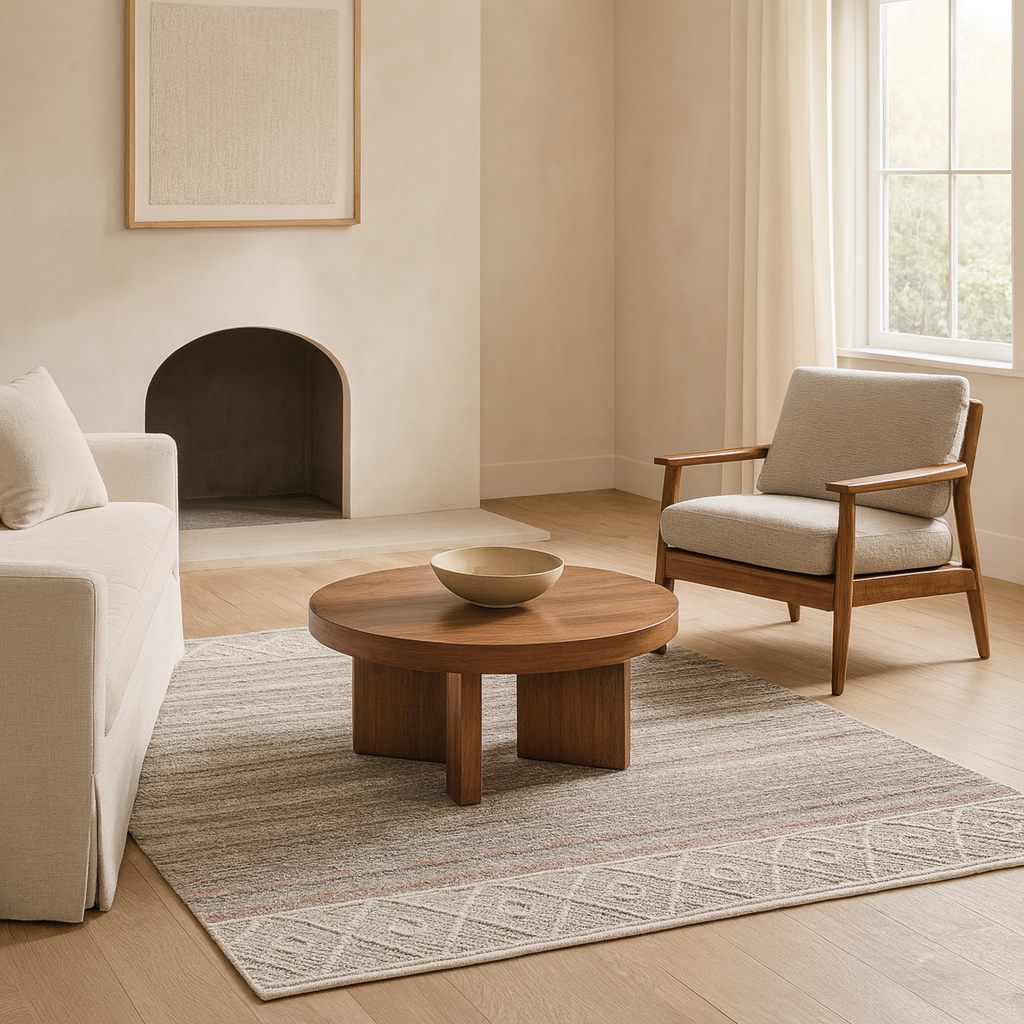 Gray flat weave carpet with modern stripe pattern in a wool and cotton blend, perfect for contemporary spaces.