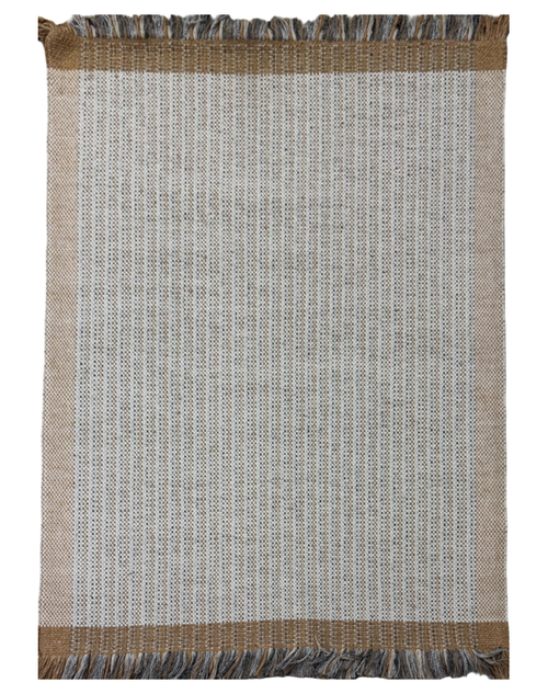 Geometric Sand and Gray Wool Carpet