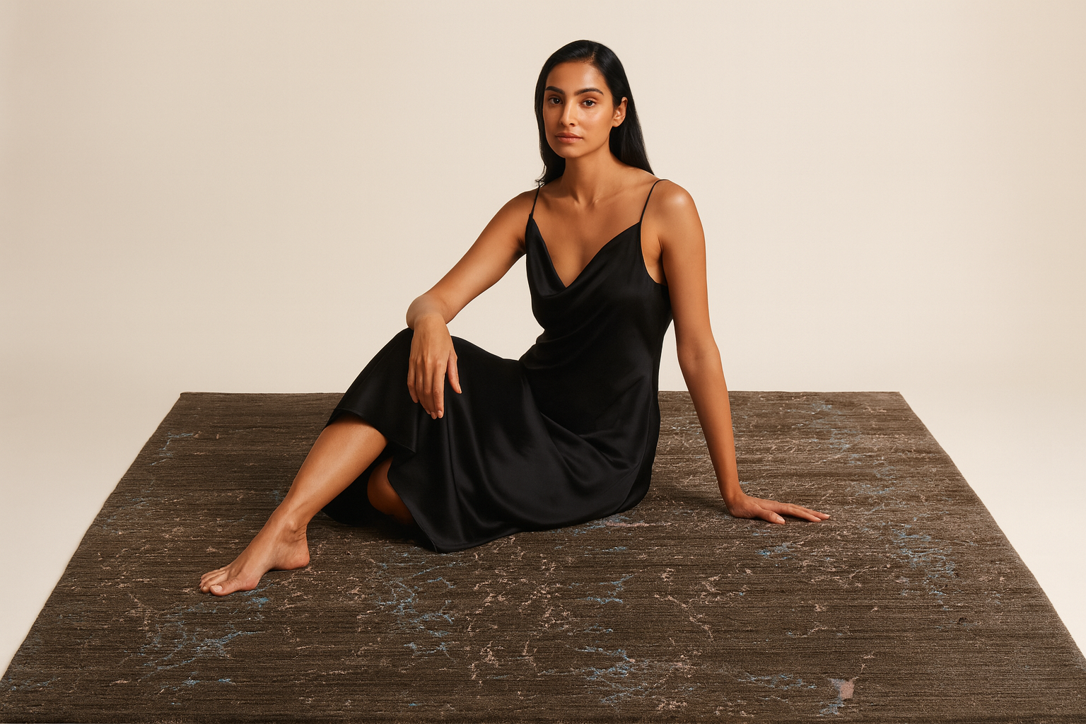 Abstract Charcoal Hand Loom Carpet - Premium Design