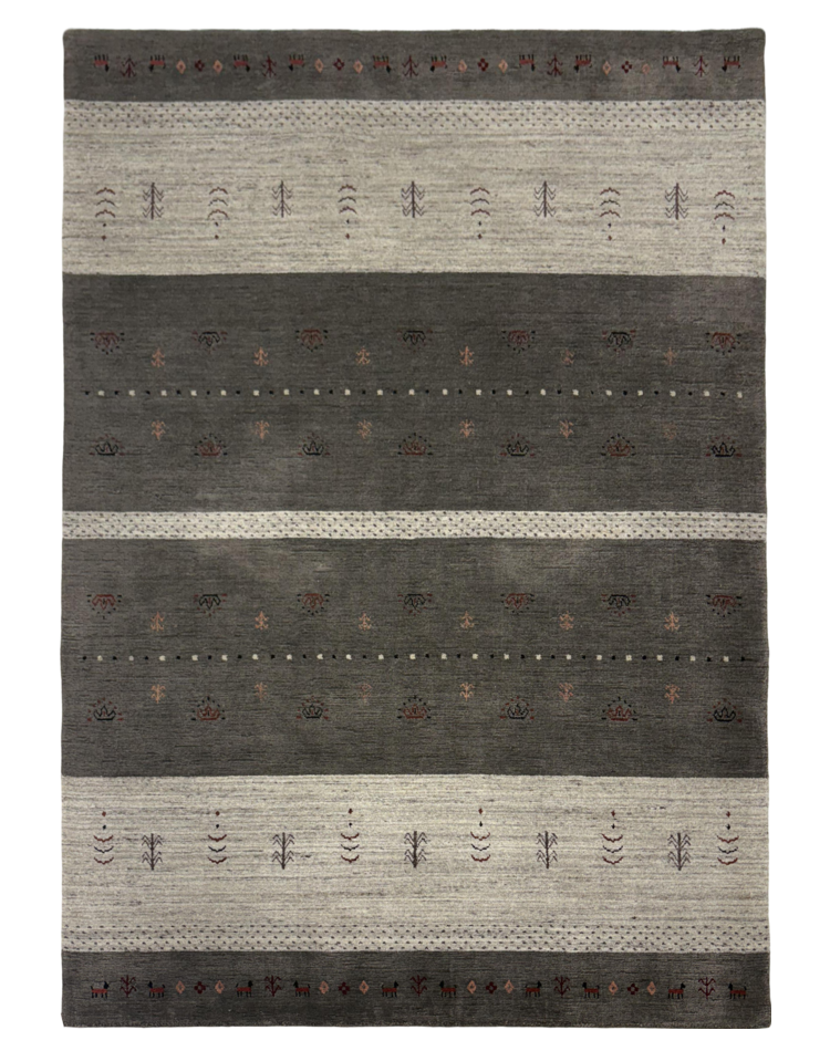 Transitional stripe carpet in rich chocolate and mocha tones, crafted from wool and viscose blend, ideal for modern spaces.