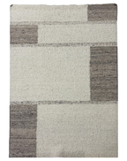 Stripe Wool Carpet in Cream and Taupe, 5'5x8 ft