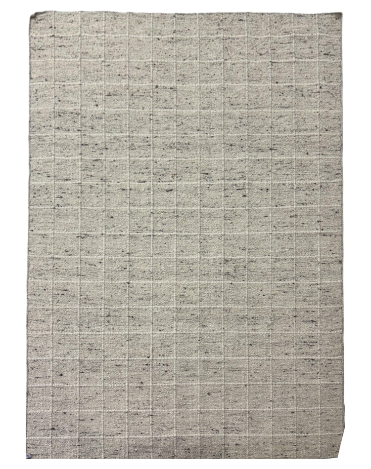 Checker Carpet in Gray Wool and Cotton Blend