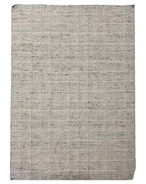 Checker Carpet in Gray Wool and Cotton Blend