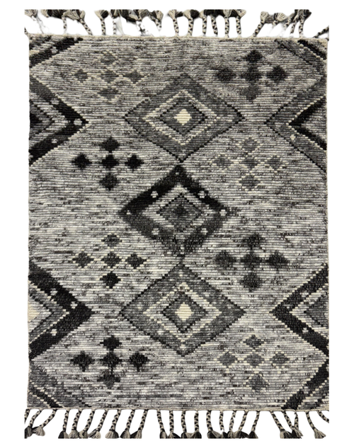 Diamond Lattice Gray Wool Carpet