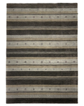 Transitional stripe carpet in chocolate brown, featuring wool and viscose blend for elegance and durability.