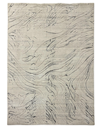 Abstract Gray Wool & Viscose Carpet – Hand Loom Design