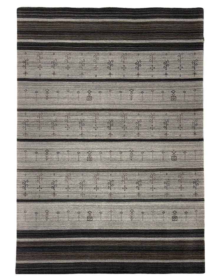 Stripe Carpet in Gray - Wool and Viscose Blend