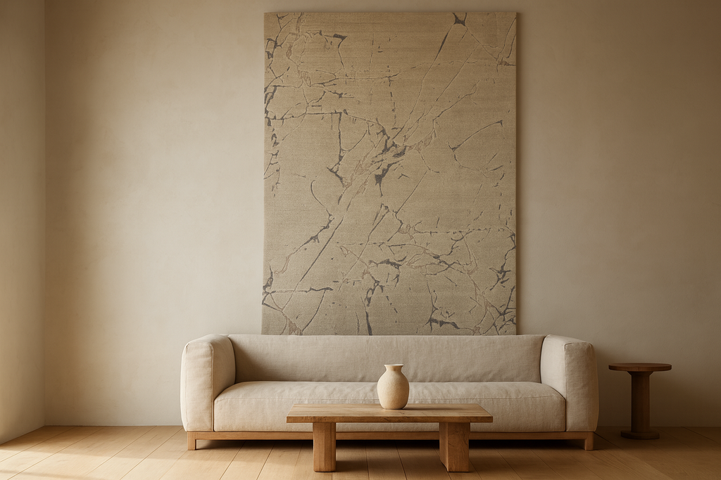 Abstract Gray Hand Loom Carpet in Viscose Blend